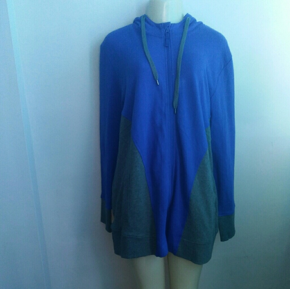 Blue and Gray FullBeauty Sport Hooded Jacket